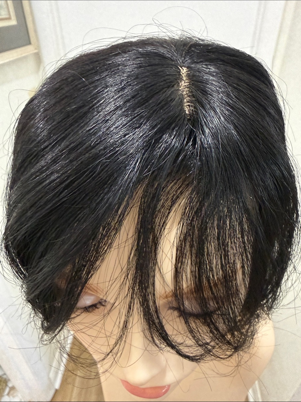 💯% 10” HUMAN Hair Side Part Topper, Black